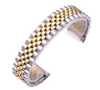 XMKT Cinturino classico in acciaio inossidabile massiccio 13 17 20 mm, per Role X Oyster Perpetual Date Just Bracciale da polso da uomo in oro argento(E,20mm)