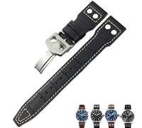 XMKT Per IWC PILOT Mark PORTUGIESER PORTOFINO per uomo bracciale 20mm 21mm 22mm cinturino in pelle di mucca italiana nero blu marrone cinturini per orologi, Bianco/nero 3, 22mm