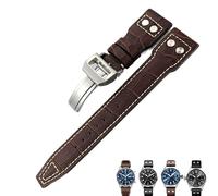 XMKT Per IWC PILOT Mark PORTUGIESER PORTOFINO per uomo bracciale 20mm 21mm 22mm cinturino in pelle di mucca italiana nero blu marrone cinturini per orologi, Marrone-bianco-01, 22mm