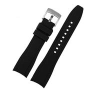 XMKT Per Rolex Longine Citizen BN0193 Cincolo di orologio silicone di silicone curvo 19mm 20mm 22mm 21 Accessori bracciali morbidi da uomo(Black silver,21mm)
