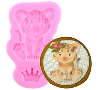 XMOLDNMS Leopard Stampo in silicone per fondente a forma di corona di animali per decorare torte, cupcake, topper al cioccolato, gomma da masticare, caramelle, polimeri di argilla