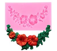 XMOLDNMS Stampi a forma di foglia di rosario, ghirlanda di fiori di rosa, stampi in silicone per decorare torte, cupcake, cioccolato, pasta di fiori, caramelle, argilla polimerica