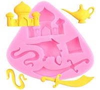 XMOLDNMS Stampi in silicone a tema mito Aladino lampada castello teiera spada fondente stampo per decorazione torte topper zucchero artigianale cioccolato caramelle argilla polimerica pasta di gomma