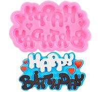 XMOLDNMS Stampi in silicone con scritta "Happy Birthday", per feste di compleanno, decorazione per torte, cupcake, pasta di zucchero, cioccolato, caramelle, argilla polimerica