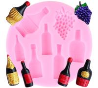 XMOLDNMS Stampo in silicone a forma di bottiglia di vino, per spumante, per decorare torte, cupcake, cioccolato, pasta di fiori, caramelle, argilla polimerica