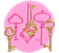 XMOLDNMS Stampo in silicone a forma di chiave vintage, per decorazione torte, cupcake, cioccolato, caramelle, pasta di gomma, pasta polimerica