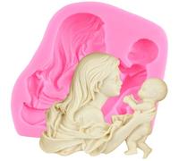 XMOLDNMS Stampo in silicone con la Madre Vergine Maria e Baby Stampo per Fondente Per Decorare Torta Cupcake-Topper Cioccolato Pasta Fiore Caramelle Argilla Polimerica