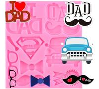 XMOLDNMS Stampo in silicone per la festa del papà, con scritta "I Love Dad", per la festa del papà, decorazione per torte, caramelle, cioccolato, argilla polimerica, pasta di gomma