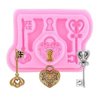 XMOLDNMS Stampo vintage in silicone per torte a forma di chiave per cioccolato, decorazione per torte, caramelle, cupcake, pasta di gomma polimerica