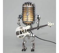 Xmpmrb Lampada vintage a forma di microfono a forma di robot, regalo musicale per uomini, regalo fantastico per gli amanti della musica, luce vintage, decorazione per la casa, lampada da scrivania per