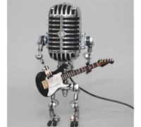 Xmpmrb Lampada vintage a forma di microfono e chitarra, idea regalo per gli uomini, per gli amanti della musica, luce vintage, decorazione per la casa, lampada da scrivania per camera da letto, studio