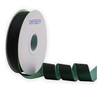 XMRIBBON Dk Nastro di velluto verde su un lato, 2,5 cm x 9,1 m bobina