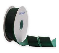 XMRIBBON Dk Nastro di velluto verde su un lato, 3,8 cm x 9,1 m bobina