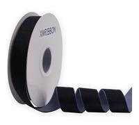 XMRIBBON Nastro di velluto blu navy su un lato, 2,5 cm x 9,1 m bobina