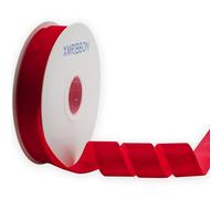 XMRIBBON Nastro di velluto rosso vintage su un lato, 2,5 cm x 9,1 m bobina