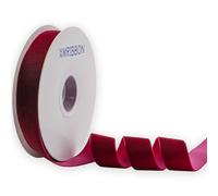 XMRIBBON Nastro in velluto color vino, su un lato, 2,5 cm x 9,1 m