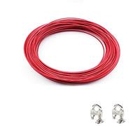 XMRISE - Cavo in acciaio inox 304 rivestito in vinile intrecciato antiruggine, lunghezza 7 x 7, lunghezza struttura: 50 m, rosso, diametro 3 mm