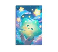 XMSDHRE Poster decorativo da parete con stelle carine nel cielo notturno, stampa artistica su tela, poster decorativo moderno, per camera da letto, 20 x 30 cm