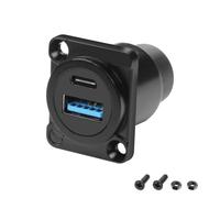 XMSJSIY Accoppiatore di montaggio USB 3.0 tipo C tipo D USB 3.0 A/tipo C 20 V 3 A 60 W femmina verso femmina senza saldatura - Pannello telaio - Base di trasferimento dati Adattatore di estensione