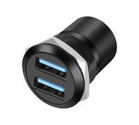 XMSJSIY Adattatore a montaggio fisso filettato a pannello USB 3.0, doppia presa USB tipo A per montaggio a pannello, da femmina a femmina, con guarnizione anti-allentamento, 2 porte USB A, connettore