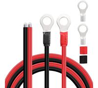 XMSJSIY Cavi dell'invertitore di potere del calibro 10 dei cavi della batteria solare con 3/8 "terminali dell'anello 10AWG cavo di estensione stagnato del vassoio di rame per solare, RV, auto (1M)
