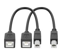 XMSJSIY Cavo di prolunga per stampante USB 2.0 di tipo B, USB B maschio a femmina, cavo di trasferimento dati per stampante, cavo di prolunga corto per scanner fax e più -25 cm/98.INCH 2 pezzi