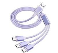 XMSJSIY Cavo di ricarica rapida da USB a USB C, 66 A, cavo di ricarica rapida, splitter 3 in 1, USB maschio a tipo C, caricabatterie/dati per cellulare, tablet e più da 1,5 m