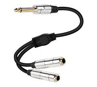 XMSJSIY Cavo splitter a Y per segnale audio da 6,35 mm TS per chitarra, adattatore da 1/4" maschio a doppio adattatore mono da 1/4" femmina con cavo di prolunga per cuffie HiFi TS placcato oro-50cm