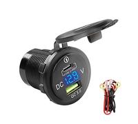 XMSJSIY Presa USB per Auto 12V-24V, Tipo C, PD e QC 3.0, Caricabatterie Veloce 38W, Adattatore Impermeabile con Voltmetro LED per Veicoli, Barche, SUV, Camper, Moto