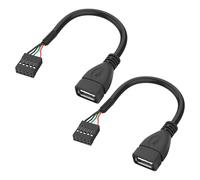 XMSJSIY USB 2.0 femmina a scheda madre 9 pin adattatore adattatore cavo USB tipo A porta a presa scheda madre cavo dati 5 cores -10 cm/3,9 in 2 pezzi