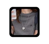 Xmsrn Collana vintage con ciondolo a forma di cuore bombato, collana con ciondolo a forma di cuore grande, catena a sfera punk con perline lunghe, gioielli per le donne