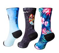 XMTBSTYLE - Calzini Uomo Divertenti - Calzini Running Uomo - Calzini Sport Donna - Calzini Crossfit - Calzini Ciclismo - Calzini Padel (IT, Numero, 42, 45, Regular, Regular, AZURRO Lupo Rosa)