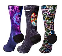 XMTBSTYLE - Calzini Uomo Divertenti Running e Sport - Donna, Crossfit, Ciclismo, Padel (IT, Numero, 37, 41, Regular, Regular, NEON LUPO COLORATO)