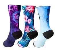 XMTBSTYLE - Calzini Uomo Divertenti Running Sport Donna Crossfit Ciclismo Padel (IT, Numero, 37, 41, Regular, Regular, NEON ROSA AZURRO)