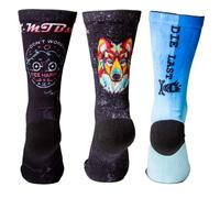 XMTBSTYLE - Calzini Uomo Divertenti - Running Uomo - Sport Donna - Crossfit - Ciclismo - Padel (IT, Numero, 37, 41, Regular, Regular, CARA LUPO AZURRO)