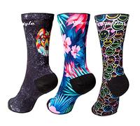 XMTBSTYLE - Calzini Uomo e Donna Divertenti - Running, Sport, Crossfit, Ciclismo, Padel (IT, Numero 37-41, Regular, LUPO ROSA COLORATO)