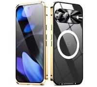 XMTON Custodia per Google Pixel 9 cover per Magsafe, Protezione della fotocamera, Cover magnetica in metallo, Custodia protettiva antiurto e Vestibilità slim per Google Pixel 9 case, Oro