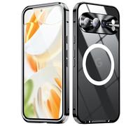 XMTON Custodia per Google Pixel 9 Pro cover per Magsafe, Protezione della fotocamera, Cover magnetica in metallo, Custodia protettiva antiurto e Vestibilità slim per Google Pixel 9 Pro case, Nero