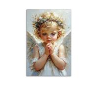 XMUXCY Decorazione da parete per camera da letto, poster religioso con angioletto in preghiera, dipinto a olio, decorativo, 20 x 30 cm, senza cornice