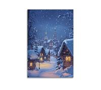 XMUXCY Decorazione da parete per camera da letto, poster su tela, motivo: città delle fiabe innevate, 20 x 30 cm, senza cornice