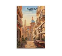 XMUXCY Poster su tela, decorazione da parete per camera da letto, poster città, Palermo, Sicilia, Street View, arte decorativa, 50 x 75 cm, senza cornice
