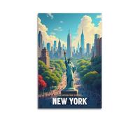 XMUXCY Poster su tela, decorazione da parete per camera da letto, poster con paesaggio urbano di New York, iconica statua della libertà, arte per la decorazione urbana della casa, 20 x 30 cm, senza