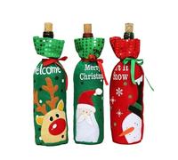 XNASU 30 * 12CM 3pcs rosso verde Natale decorativo Santa bottiglia di vino copertura di Natale bottiglia di vino borse con coulisse, Mix, 3 pz
