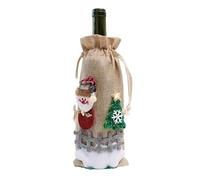 XNASU 30 x 14 cm 3 pezzi di lino per bottiglie di champagne, decorazione natalizia per bottiglie di vino di Babbo Natale, Pupazzo di neve, 3 pz