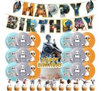 XNAUVOI 32 pcs The Wi-ld Ro-bot Decorazioni di Compleanno, Decorazione di Compleanno dei Cartoni Animati - Bandiere, Palloncini, Decorazioni per Torte, Cupcake Topper Forniture per Feste per Bambini