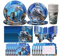 XNAUVOI 70 pcs The Wi-ld Ro-bot Stoviglie Decorazioni Compleanno, Forniture per Feste di Compleanno per Bambini - Vassoi di Carta,Vassoi di Dessert,Fazzoletti,Tazze di Carta,Invito,Maschera-10 Persone