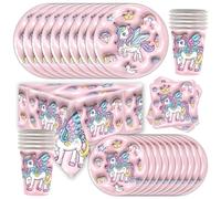 XNAUVOI Unicorno Stoviglie per Feste, 51 pcs Unicorno Forniture per Feste di Compleanno, Decorazioni per Feste per Bambini - Piatti Tazze Tovagliolo Tablecloth Stoviglie Set - 10 Persone