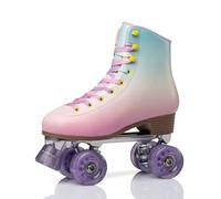 XNEOPP Pattini A Rotelle per Donne Adulte Indoor, Materiale in Microfibra Design A Doppia Fila con 4 Ruote Brillanti, Pattini Rotelle Derby per Ragazze E Ragazzi,Purple(Without Light),EU/41