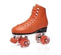 XNEOPP Pattini A Rotelle per Donne E Ragazze, Pattini Veloci A Doppia Fila in Tessuto Microfibra Alto, Base in Lega di Alluminio, Perfetti per Pattinare al Coperto E All'aperto.,Arancia,EU/36
