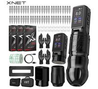 XNET Titan270 Kit penna per macchinetta per tatuaggi wireless Motore brushless a coppia elevata Corsa 4.0/5.0mm 60 cartucce miste per tatuatore Black one battery